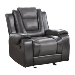 English Elm Modern Faux Leather 3 Piece Reclining Sofa Set with Glider Chair Two Tone Gray B011S01272