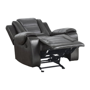 English Elm Modern Faux Leather 3 Piece Reclining Sofa Set with Glider Chair Two Tone Gray B011S01272