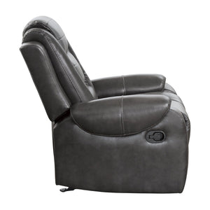 English Elm Modern Faux Leather 3 Piece Reclining Sofa Set with Glider Chair Two Tone Gray B011S01272