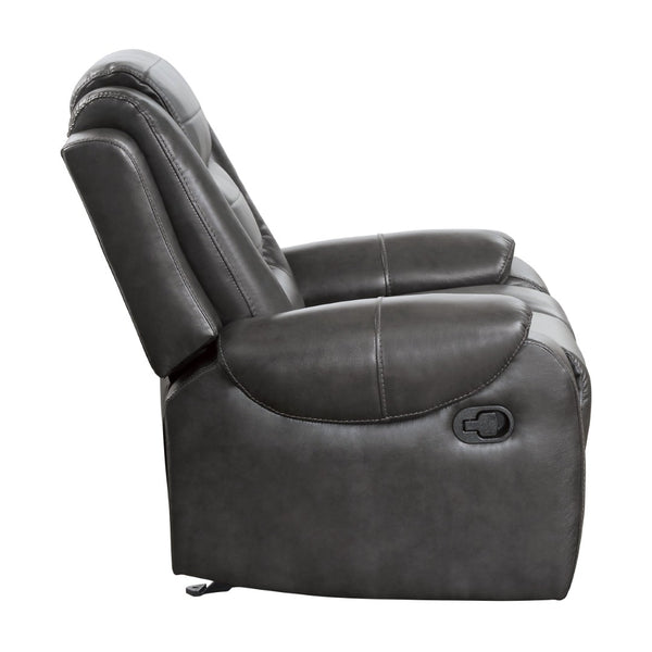 English Elm Modern Faux Leather 3 Piece Reclining Sofa Set with Glider Chair Two Tone Gray B011S01272