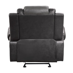 English Elm Modern Faux Leather 3 Piece Reclining Sofa Set with Glider Chair Two Tone Gray B011S01272