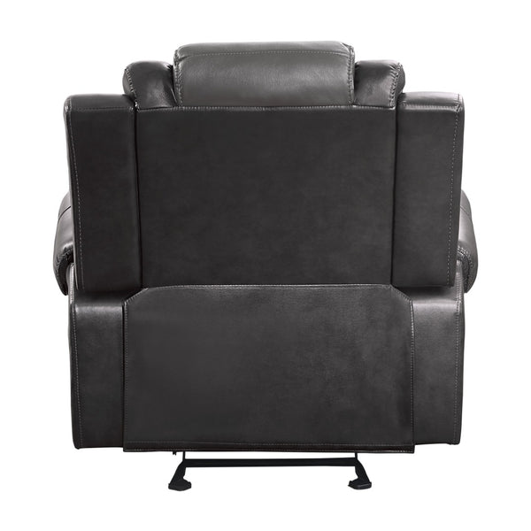 English Elm Modern Faux Leather 3 Piece Reclining Sofa Set with Glider Chair Two Tone Gray B011S01272