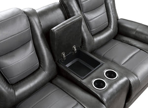 English Elm Modern Faux Leather Reclining Sofa Set with Cup Holders and Storage Console B011S01273