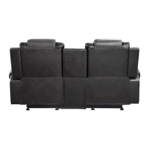 English Elm Modern Faux Leather Reclining Sofa Set with Cup Holders and Storage Console B011S01273
