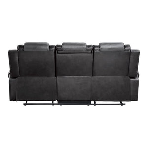 English Elm Modern Faux Leather Reclining Sofa Set with Cup Holders and Storage Console B011S01273