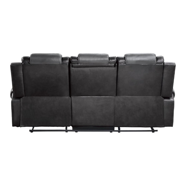 English Elm Modern Faux Leather Reclining Sofa Set with Cup Holders and Storage Console B011S01273