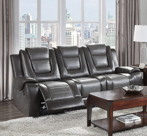 English Elm Modern Faux Leather Reclining Sofa Set with Cup Holders and Storage Console B011S01273