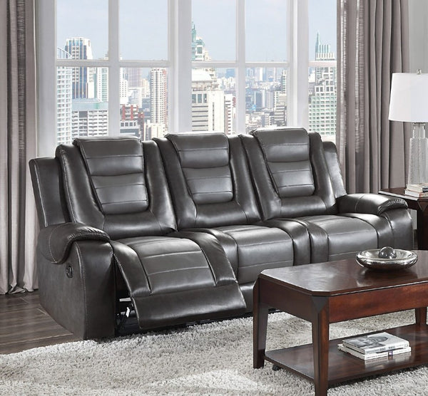 English Elm Modern Faux Leather Reclining Sofa Set with Cup Holders and Storage Console B011S01273