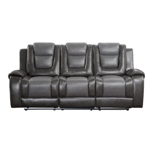 English Elm Modern Faux Leather Reclining Sofa Set with Cup Holders and Storage Console B011S01273