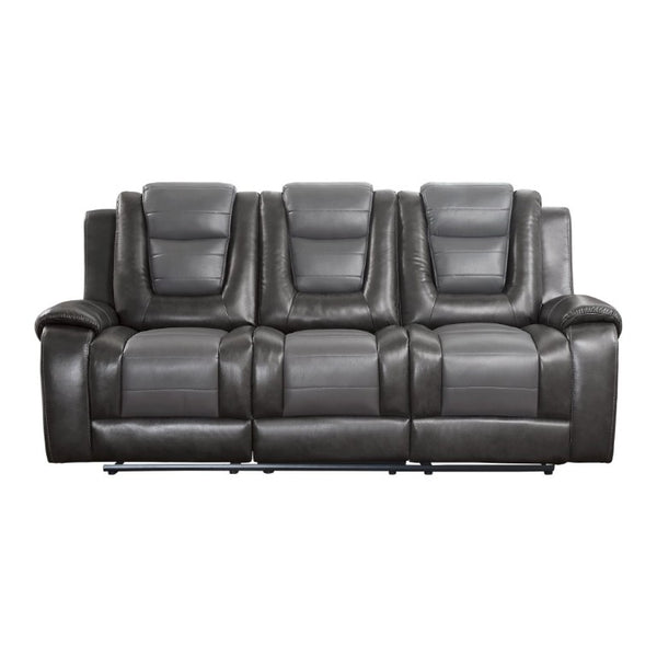 English Elm Modern Faux Leather Reclining Sofa Set with Cup Holders and Storage Console B011S01273