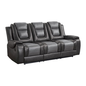 English Elm Modern Faux Leather Reclining Sofa Set with Cup Holders and Storage Console B011S01273