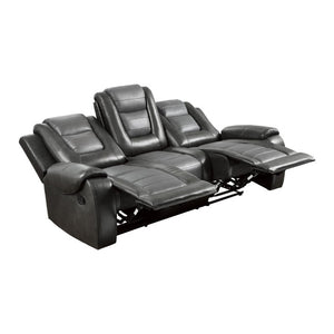 English Elm Modern Faux Leather Reclining Sofa Set with Cup Holders and Storage Console B011S01273