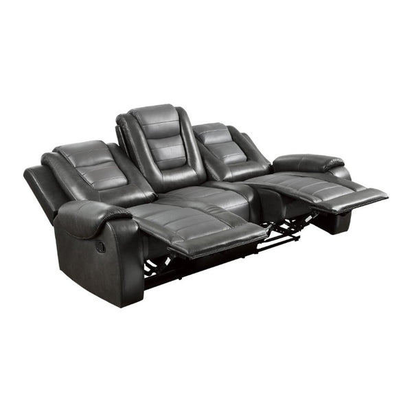 English Elm Modern Faux Leather Reclining Sofa Set with Cup Holders and Storage Console B011S01273