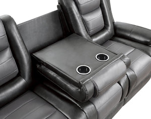 English Elm Modern Faux Leather Reclining Sofa Set with Cup Holders and Storage Console B011S01273