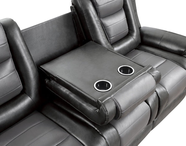 English Elm Modern Faux Leather Reclining Sofa Set with Cup Holders and Storage Console B011S01273