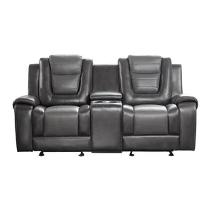 English Elm Modern Faux Leather Reclining Sofa Set with Cup Holders and Storage Console B011S01273