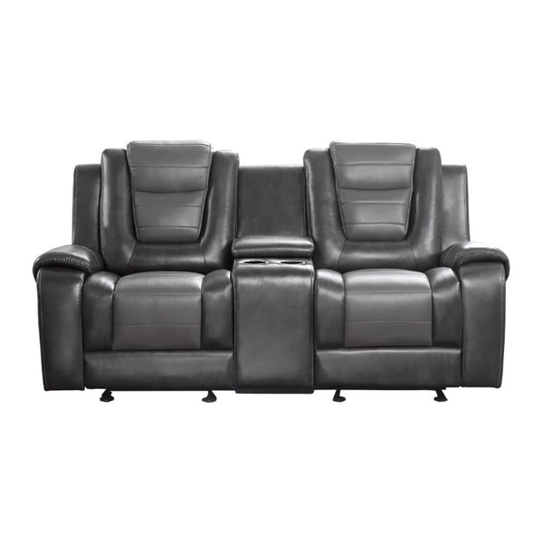 English Elm Modern Faux Leather Reclining Sofa Set with Cup Holders and Storage Console B011S01273