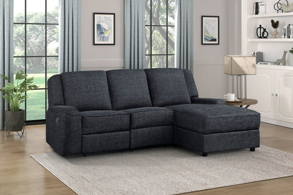English Elm 2-Piece Chenille Reclining Sectional with Chaise Cup Holders Modern Living Room Sofa B011S01311