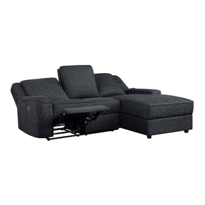 English Elm 2-Piece Chenille Reclining Sectional with Chaise Cup Holders Modern Living Room Sofa B011S01311