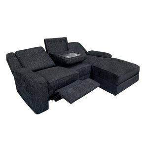 English Elm 2-Piece Chenille Reclining Sectional with Chaise Cup Holders Modern Living Room Sofa B011S01311