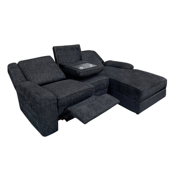 English Elm 2-Piece Chenille Reclining Sectional with Chaise Cup Holders Modern Living Room Sofa B011S01311