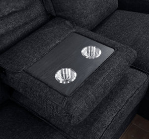 English Elm 2-Piece Chenille Reclining Sectional with Chaise Cup Holders Modern Living Room Sofa B011S01311