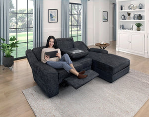 English Elm 2-Piece Chenille Reclining Sectional with Chaise Cup Holders Modern Living Room Sofa B011S01311