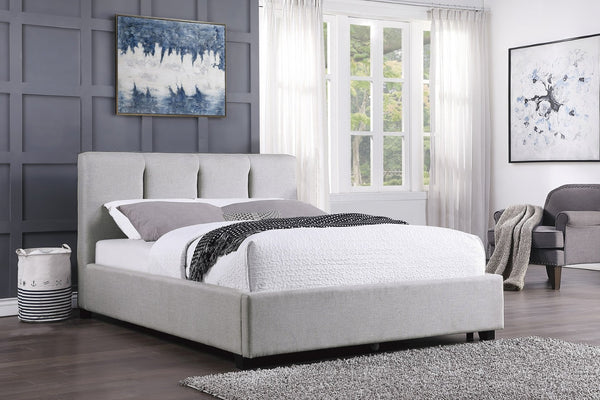 English Elm Modern Gray Linen Upholstered Full Platform Bed Tall Headboard No Box Spring Needed B011S01383