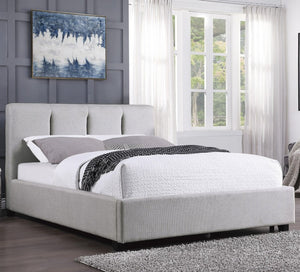 English Elm Modern California King Upholstered Bed Linen Fabric Tall Headboard Low Profile B011S01384
