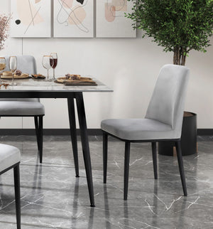 English Elm Contemporary Faux Marble Sintered Stone Dining Set with Velvet Chairs for Four B011S01864