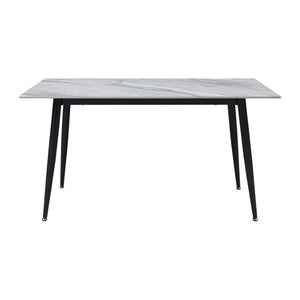 English Elm Contemporary Faux Marble Sintered Stone Dining Set with Velvet Chairs for Four B011S01864
