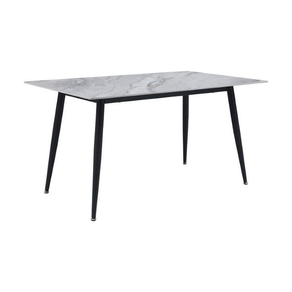 English Elm Contemporary Faux Marble Sintered Stone Dining Set with Velvet Chairs for Four B011S01864