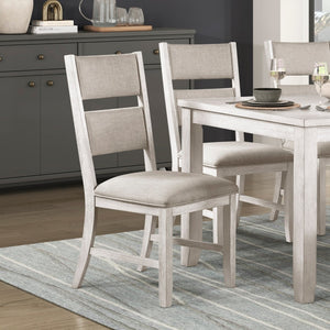 English Elm Modern Farmhouse Six Seat Dining Set Acacia Wood Bench Gray Upholstered Chairs B011S02062