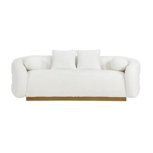 English Elm Luxury Sherpa 3 Piece Sofa Set with Gold Wood Legs and Swivel Chair for Living Room B011S02512
