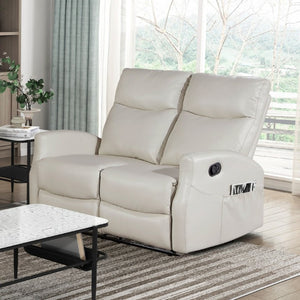 English Elm Contemporary Wall Hugger Reclining Sofa Set Faux Leather Pocket Coil Living Room B011S02514