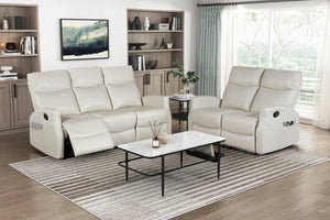 English Elm Contemporary Faux Leather Reclining Sofa Set with Wall Hugger Design for Living Rooms B011S02515