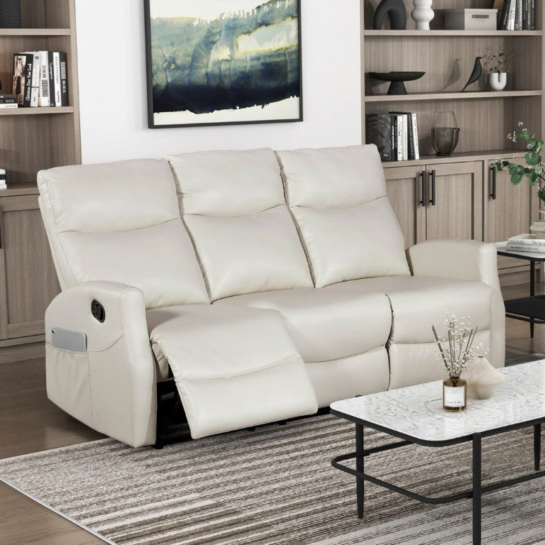 English Elm Contemporary Faux Leather Reclining Sofa Set with Wall Hugger Design for Living Rooms B011S02515