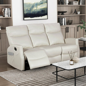 English Elm Contemporary Faux Leather Reclining Sofa Set with Wall Hugger Design for Living Rooms B011S02515