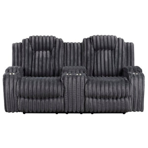 English Elm Dark Gray Corduroy 3 Piece Reclining Living Room Set with Wall Hugger Mechanism B011S02516