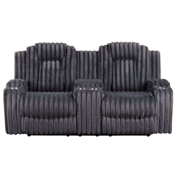 English Elm Dark Gray Corduroy 3 Piece Reclining Living Room Set with Wall Hugger Mechanism B011S02516