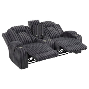 English Elm Dark Gray Corduroy 3 Piece Reclining Living Room Set with Wall Hugger Mechanism B011S02516
