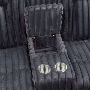English Elm Dark Gray Corduroy 3 Piece Reclining Living Room Set with Wall Hugger Mechanism B011S02516