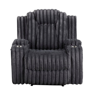 English Elm Dark Gray Corduroy 3 Piece Reclining Living Room Set with Wall Hugger Mechanism B011S02516