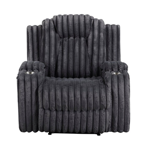 English Elm Dark Gray Corduroy 3 Piece Reclining Living Room Set with Wall Hugger Mechanism B011S02516