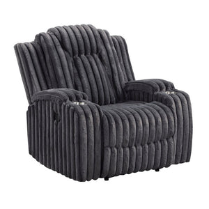 English Elm Dark Gray Corduroy 3 Piece Reclining Living Room Set with Wall Hugger Mechanism B011S02516