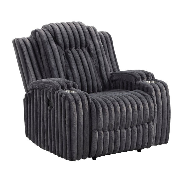 English Elm Dark Gray Corduroy 3 Piece Reclining Living Room Set with Wall Hugger Mechanism B011S02516