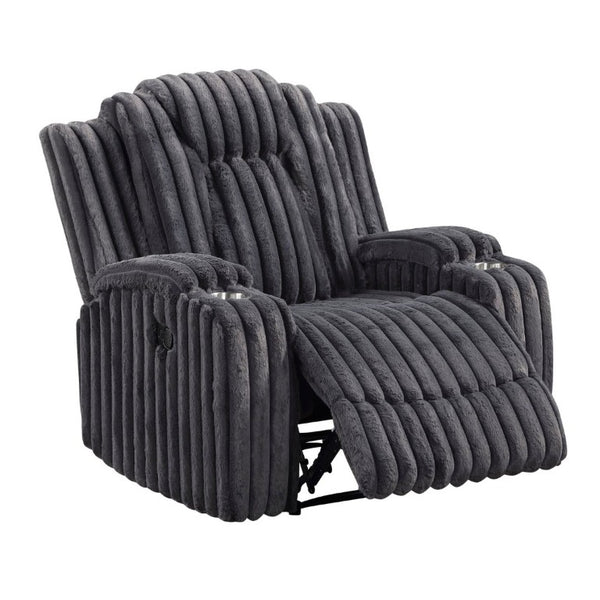 English Elm Dark Gray Corduroy 3 Piece Reclining Living Room Set with Wall Hugger Mechanism B011S02516