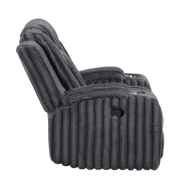 English Elm Dark Gray Corduroy 3 Piece Reclining Living Room Set with Wall Hugger Mechanism B011S02516