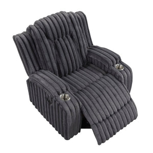 English Elm Dark Gray Corduroy 3 Piece Reclining Living Room Set with Wall Hugger Mechanism B011S02516
