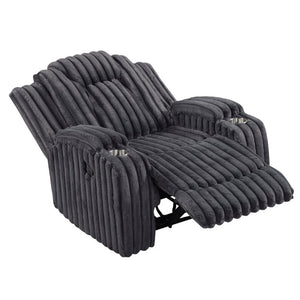 English Elm Dark Gray Corduroy 3 Piece Reclining Living Room Set with Wall Hugger Mechanism B011S02516